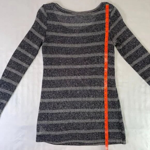 A Pea in the Pod Maternity Tunic Sweater Metallic Gray Stripe Long Sleeve Size S - Picture 7 of 11